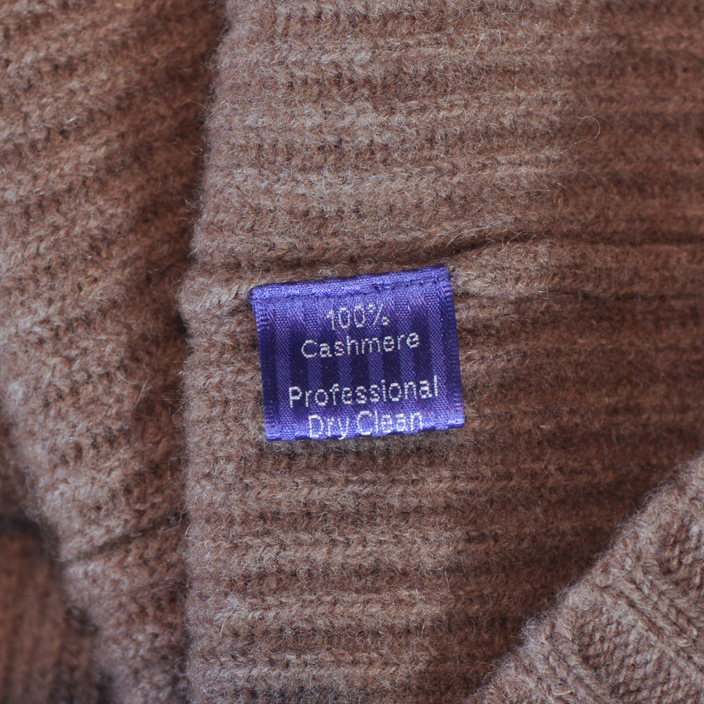Harry Rosen Brown Ribbed Cashmere Full Zip Sweater