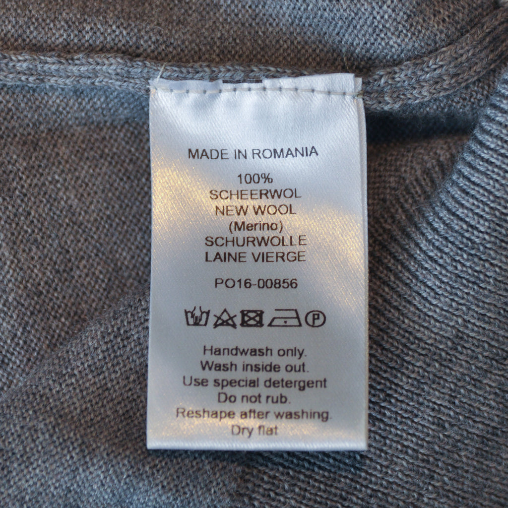 Profuomo Grey Merino Wool V-Neck Sweater