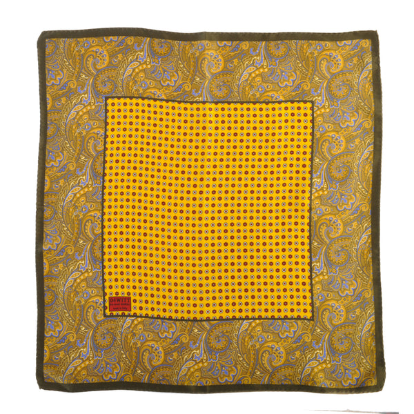 Berend DeWitt Golden Yellow Paisley Floral Pocket Square