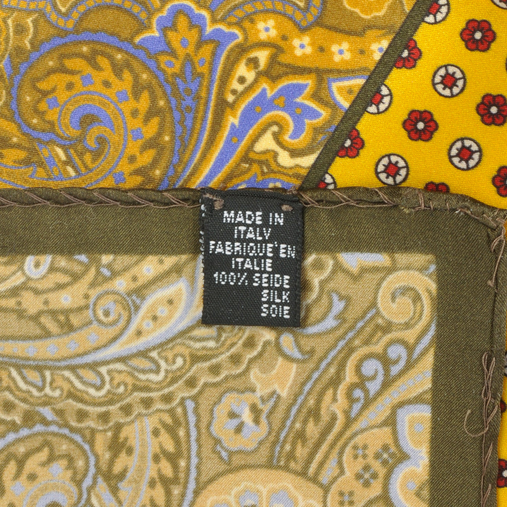 Berend DeWitt Golden Yellow Paisley Floral Pocket Square