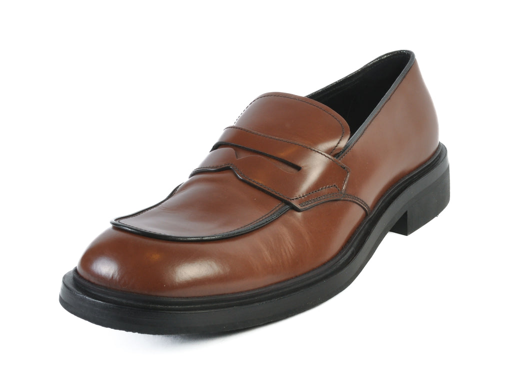 Prada NIB Bruciato Brown Round Toe Penny Loafers