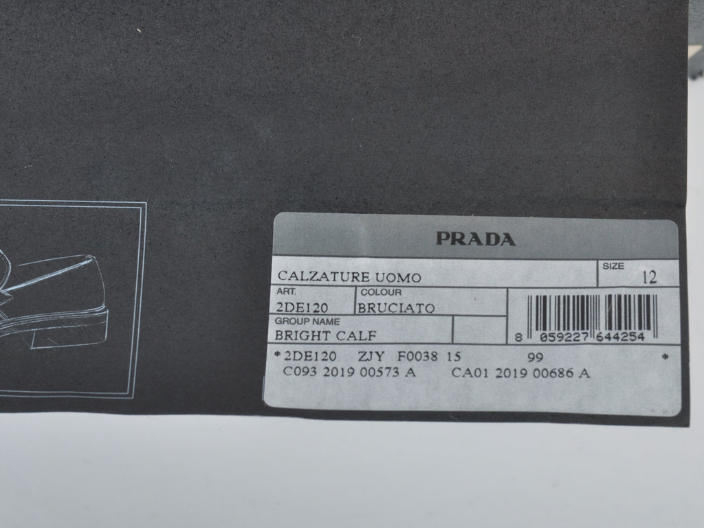 Prada NIB Bruciato Brown Round Toe Penny Loafers