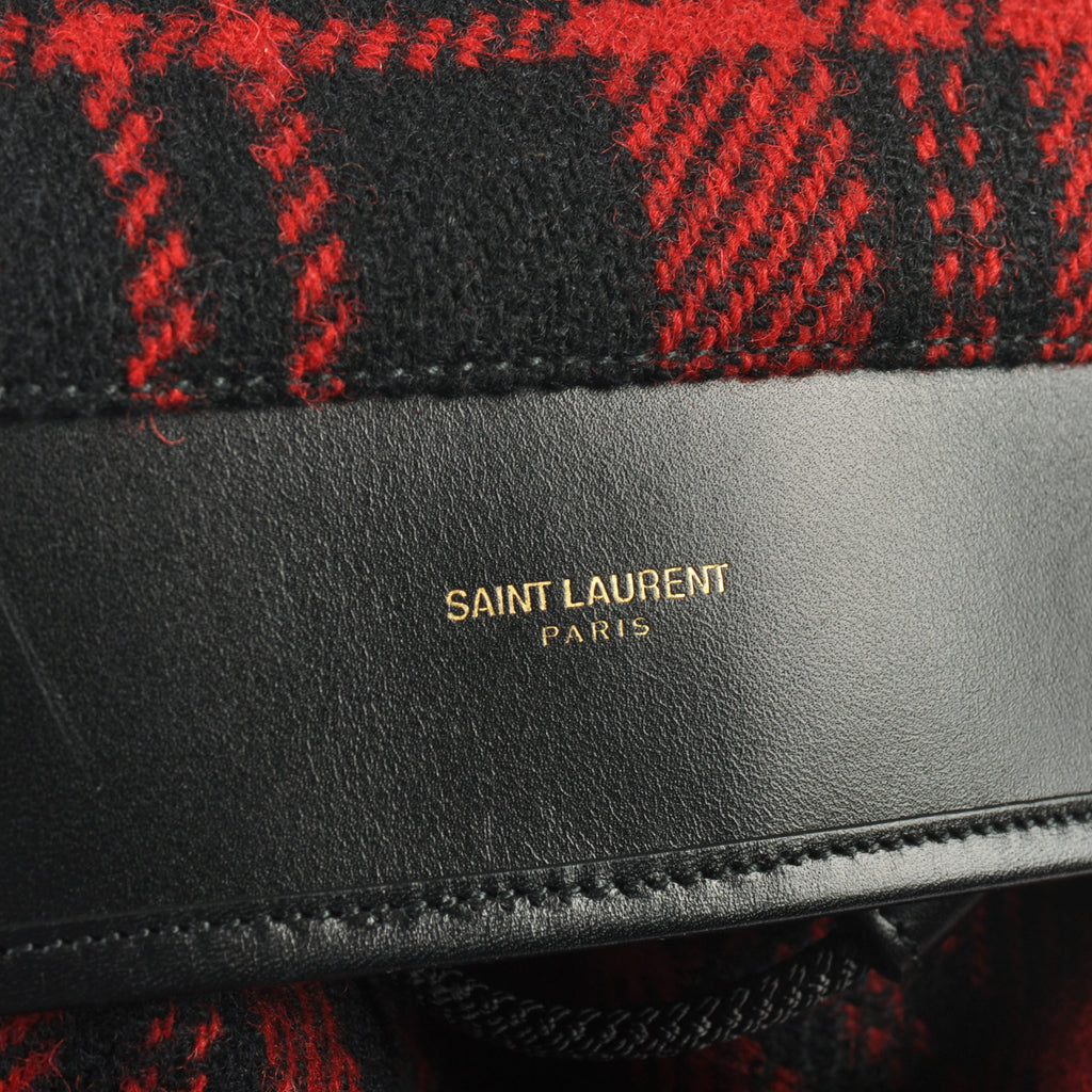 Saint Laurent Red Check Tartan Wool Backpack