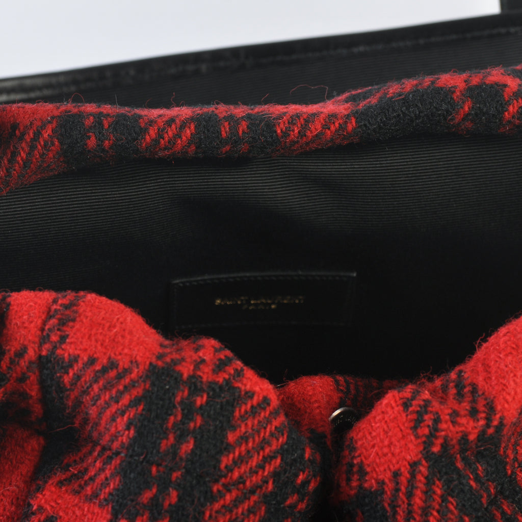 Saint Laurent Red Check Tartan Wool Backpack