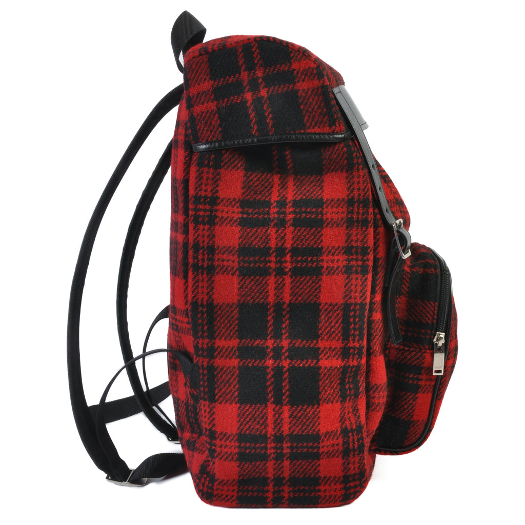 Saint Laurent Red Check Tartan Wool Backpack