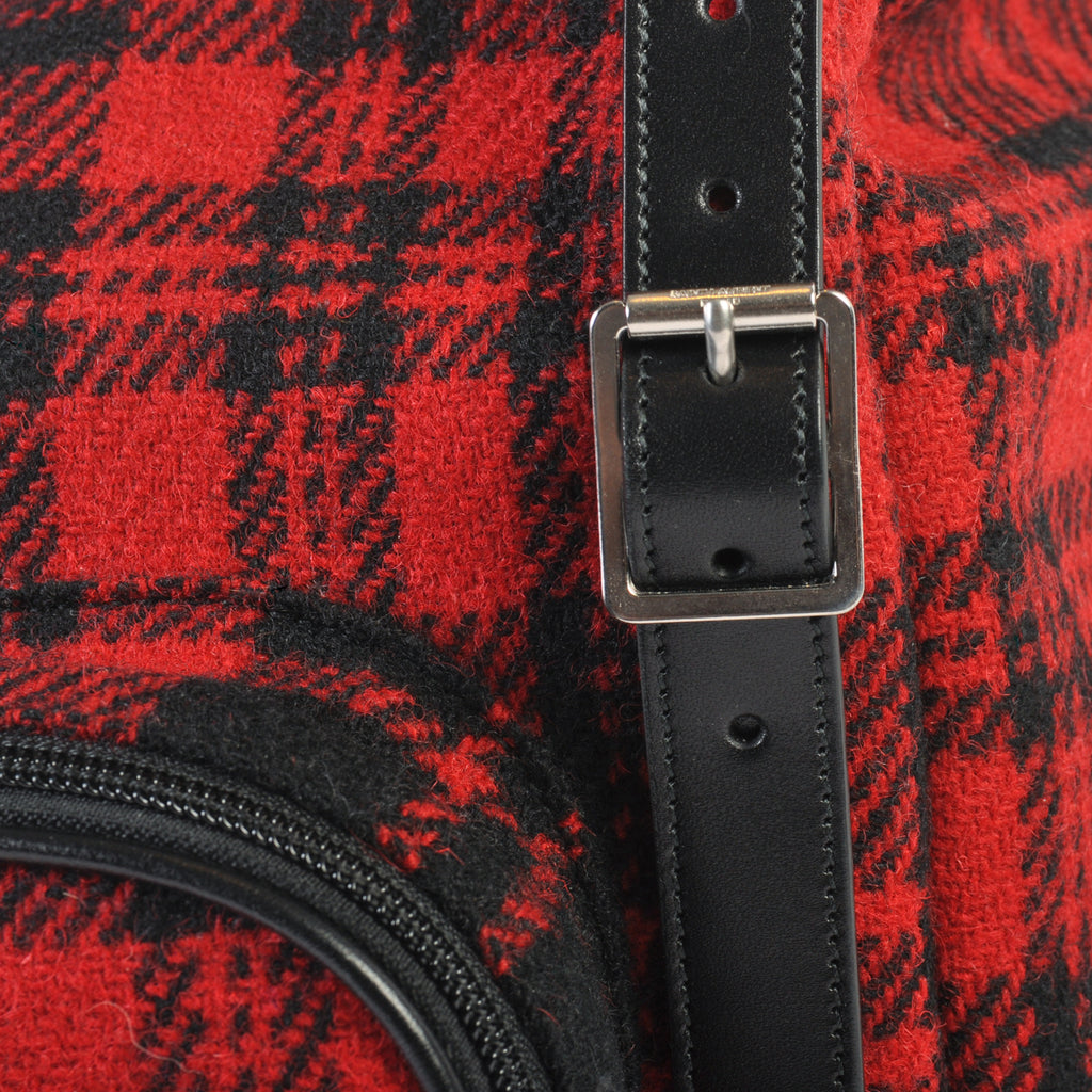 Saint Laurent Red Check Tartan Wool Backpack