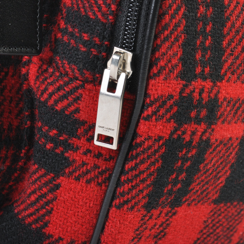 Saint Laurent Red Check Tartan Wool Backpack