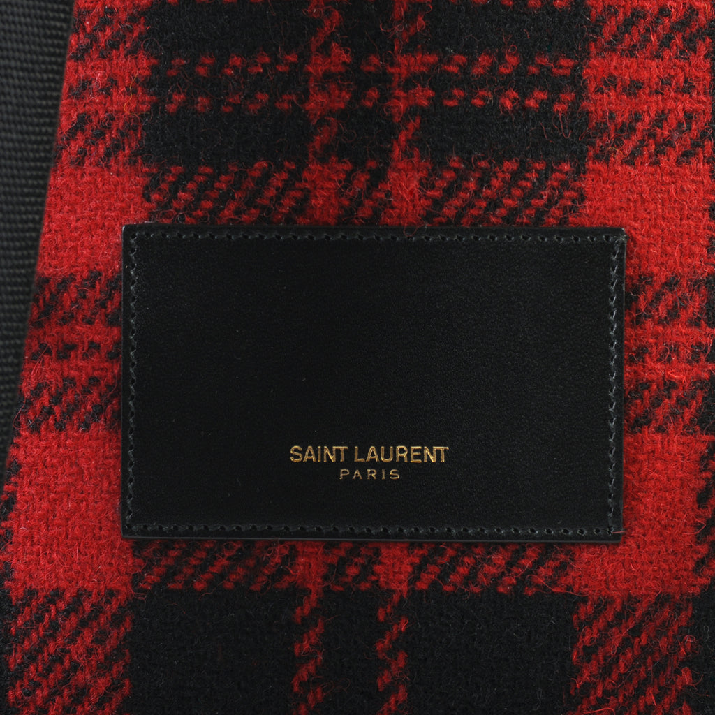 Saint Laurent Red Check Tartan Wool Backpack