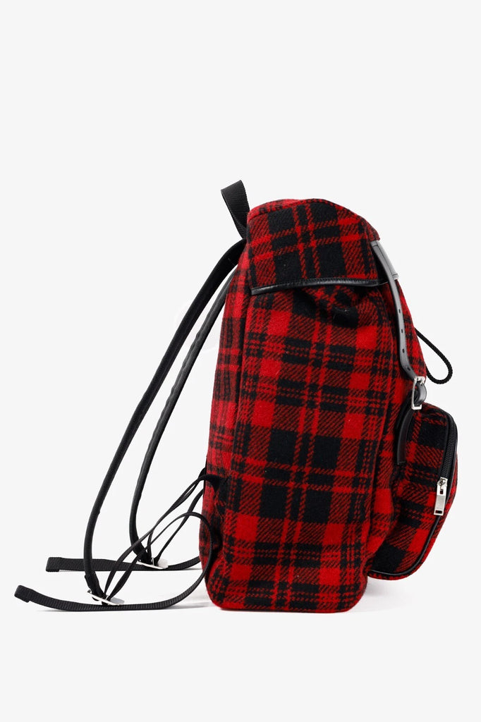 Saint Laurent Red Check Tartan Wool Backpack