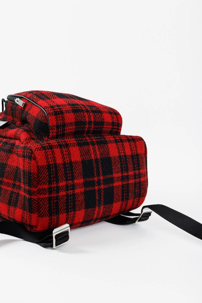 Saint Laurent Red Check Tartan Wool Backpack