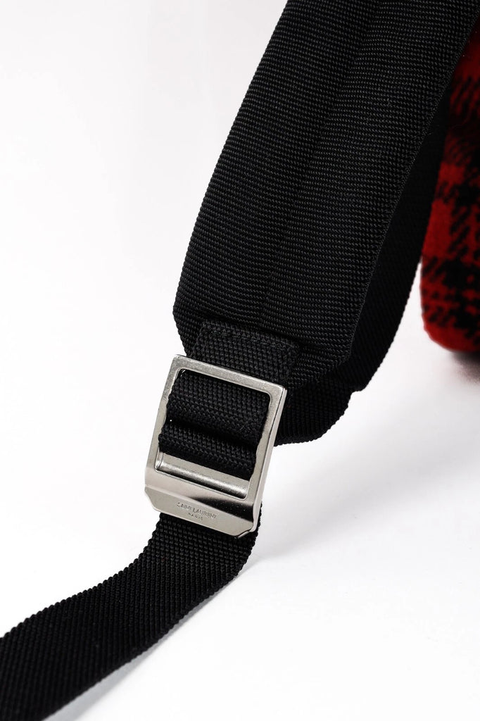 Saint Laurent Red Check Tartan Wool Backpack