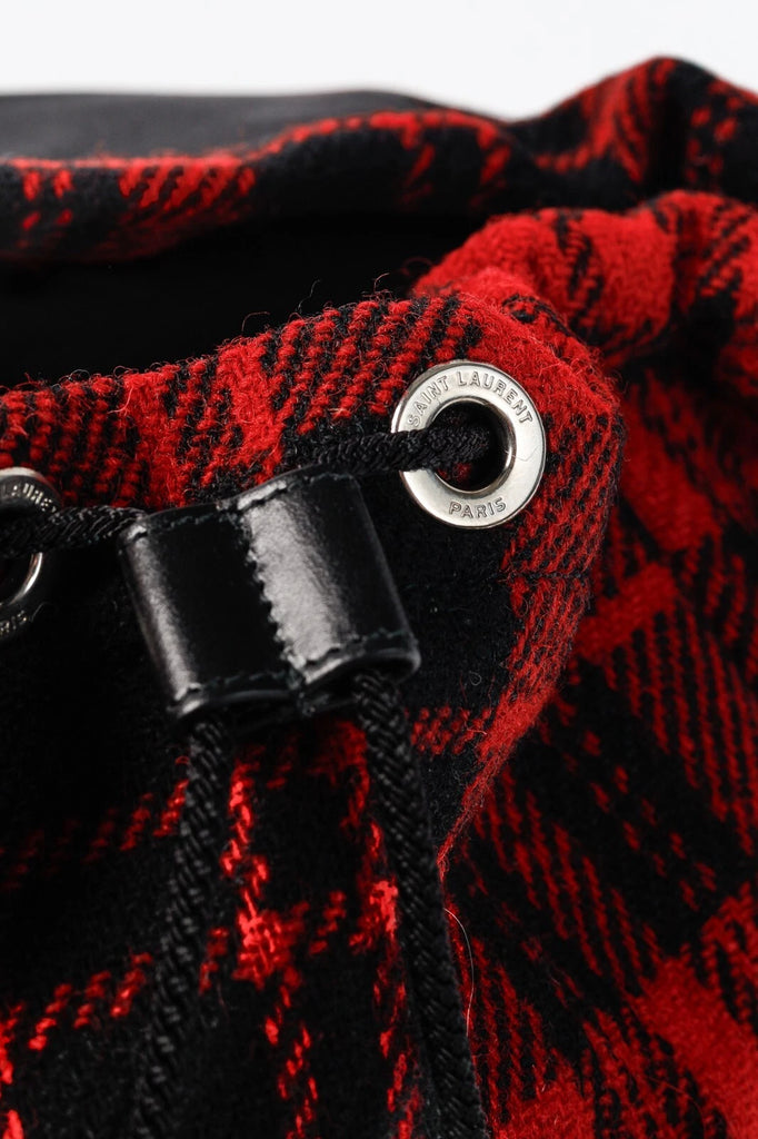 Saint Laurent Red Check Tartan Wool Backpack