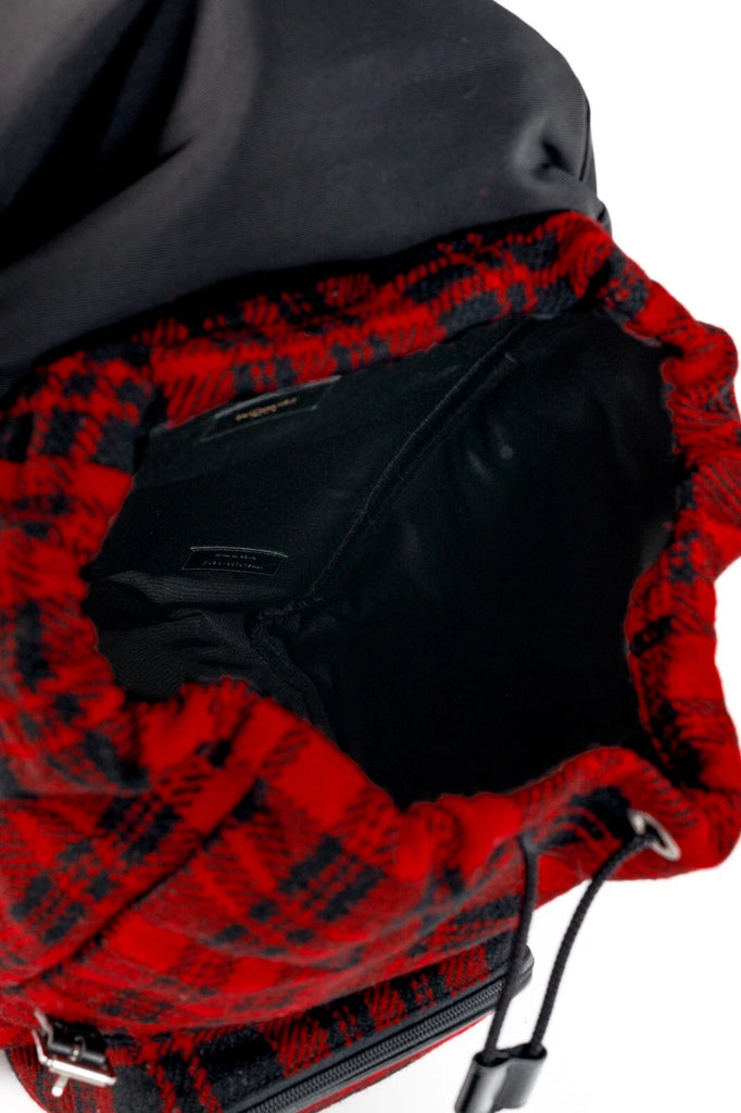 Saint Laurent Red Check Tartan Wool Backpack