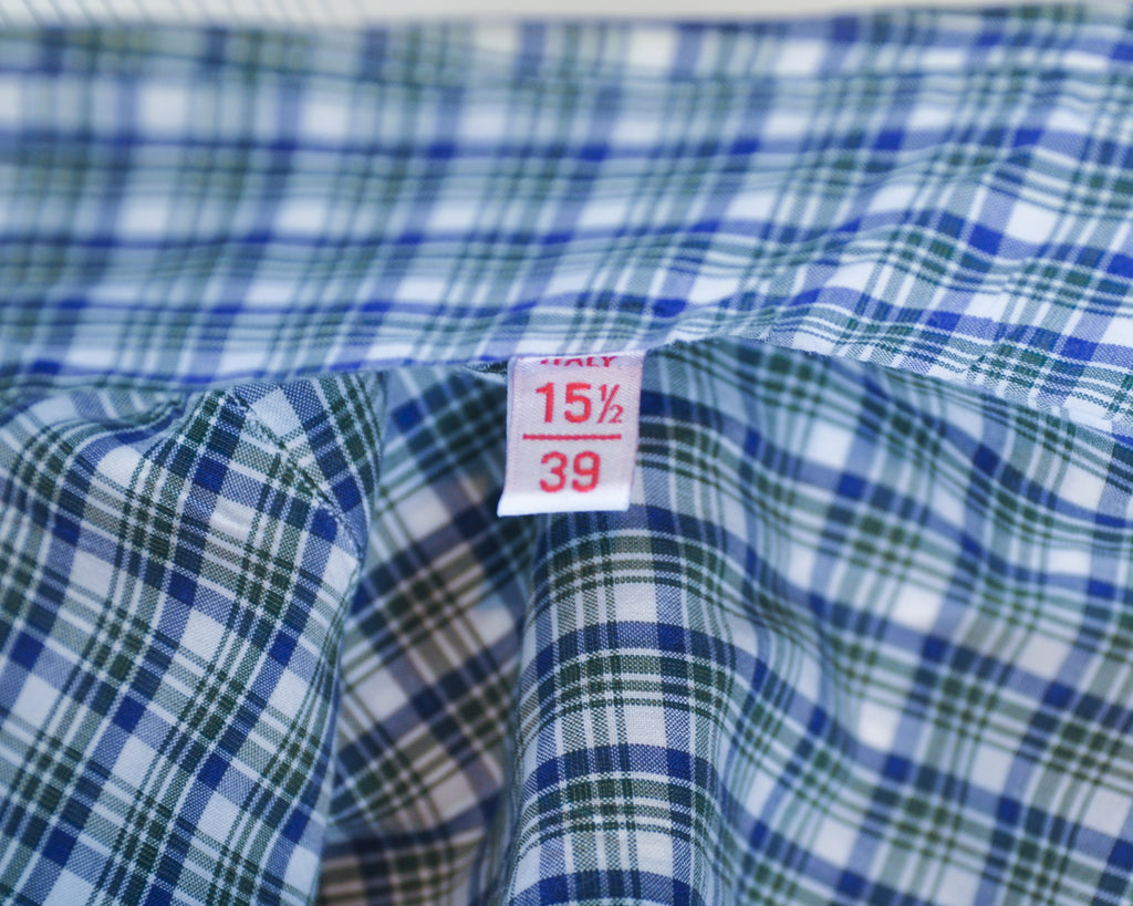 Isaia Green and Blue Check Napoli Mix Shirt