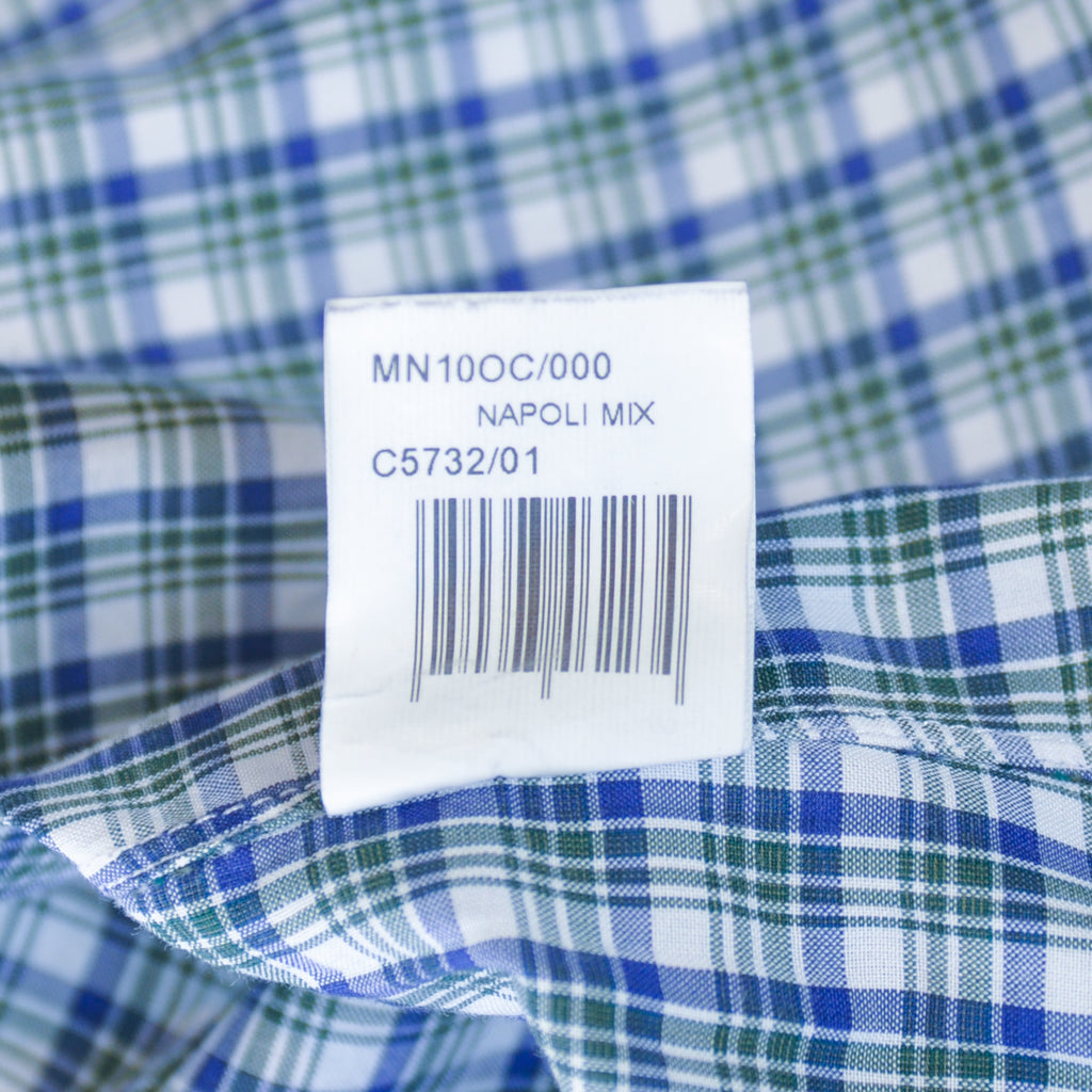 Isaia Green and Blue Check Napoli Mix Shirt