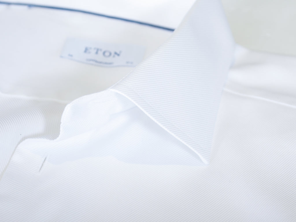 Eton White Textured Twill Contemporary Fit Shirt