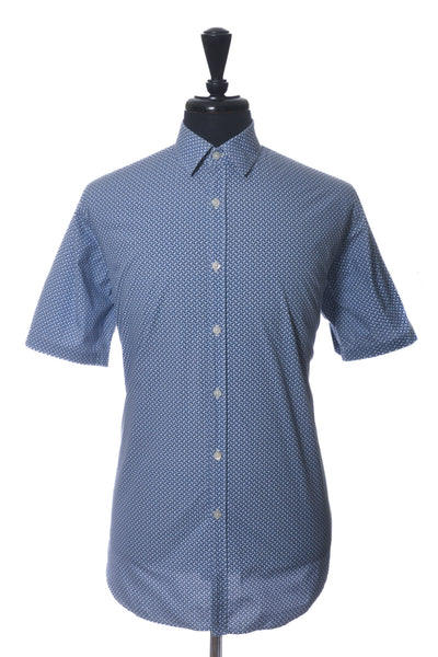 Canali 1934 Blue Print Short Sleeve Shirt
