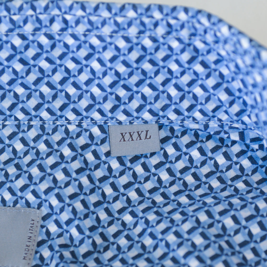 Canali 1934 Blue Print Short Sleeve Shirt