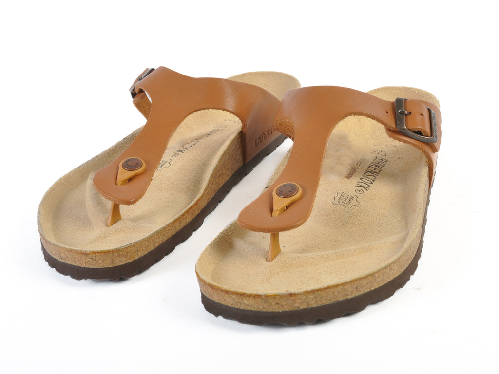 Birkenstock Brown Waxed Leather Gizeh Sandals