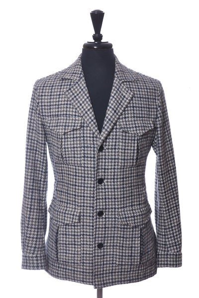Atelier Munro Grey Houndstooth Wool Alpaca Jacket