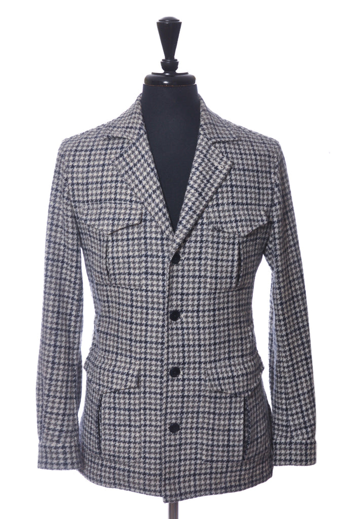 Atelier Munro Grey Houndstooth Wool Alpaca Jacket