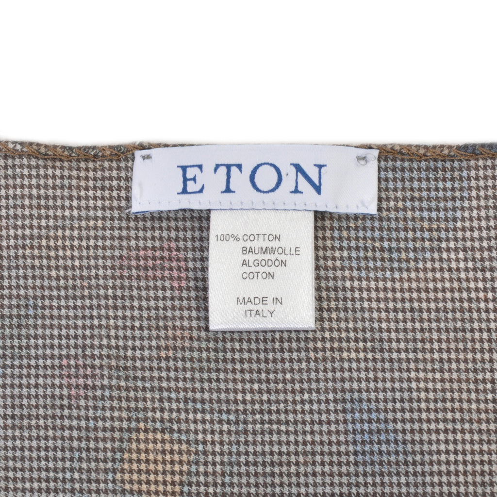 Eton Floral Geometric Print Cotton Pocket Square