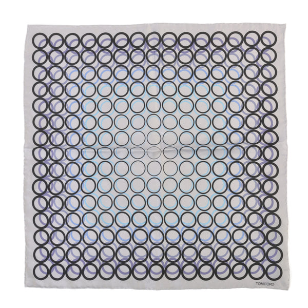 Tom Ford Grey Circle Print Silk Pocket Square