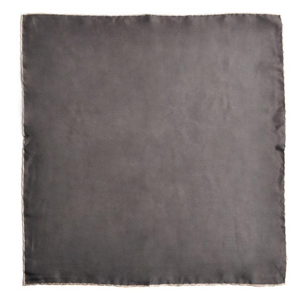 Tom Ford Taupe Trimmed Grey Silk Pocket Square