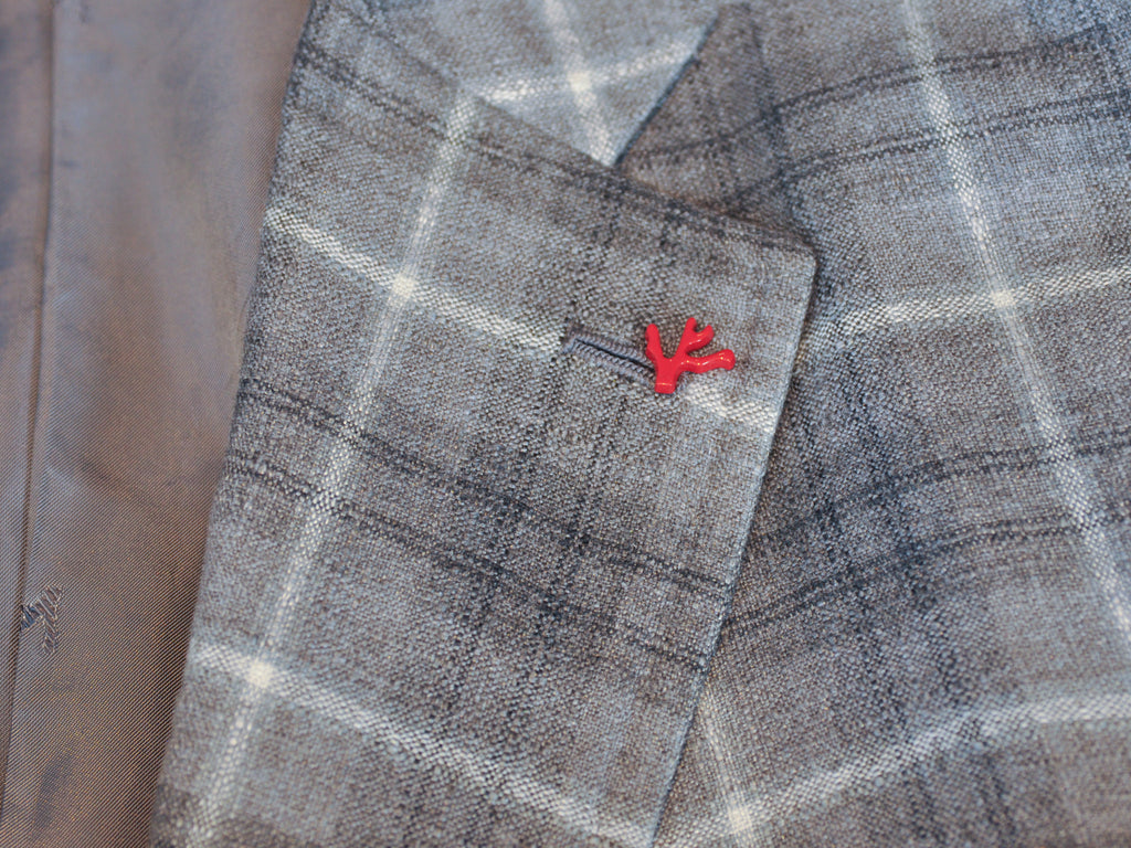 Isaia Grey Check Base Dustin CashSilk Blazer