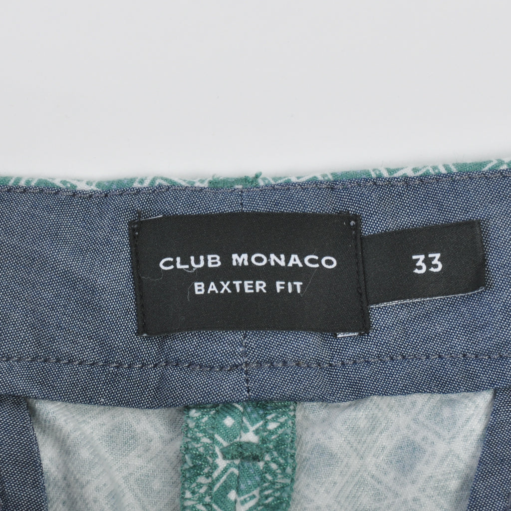 Club Monaco Green on White Print Baxter Shorts