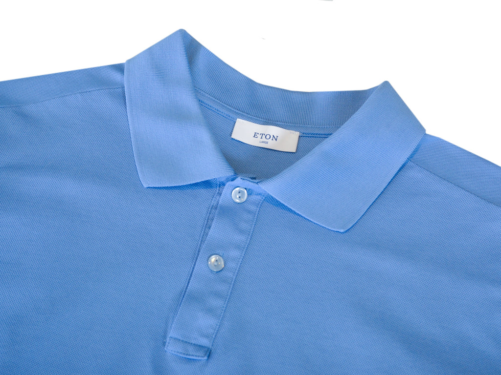 Eton Blue Pique Jersey Polo Shirt