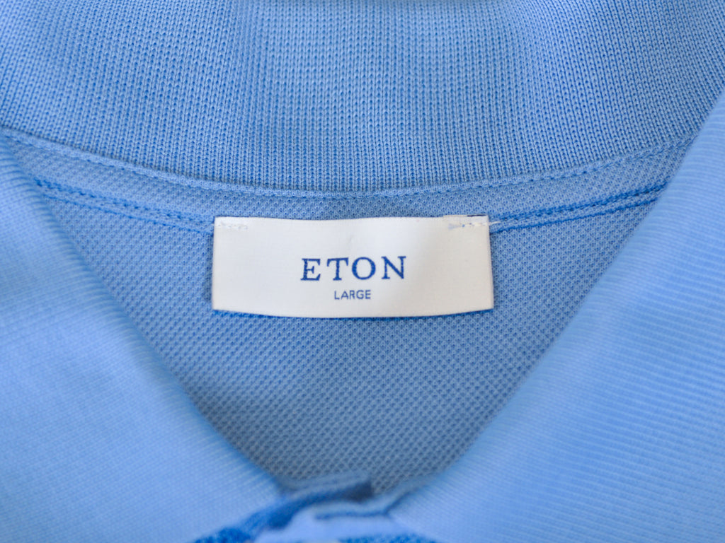 Eton Blue Pique Jersey Polo Shirt