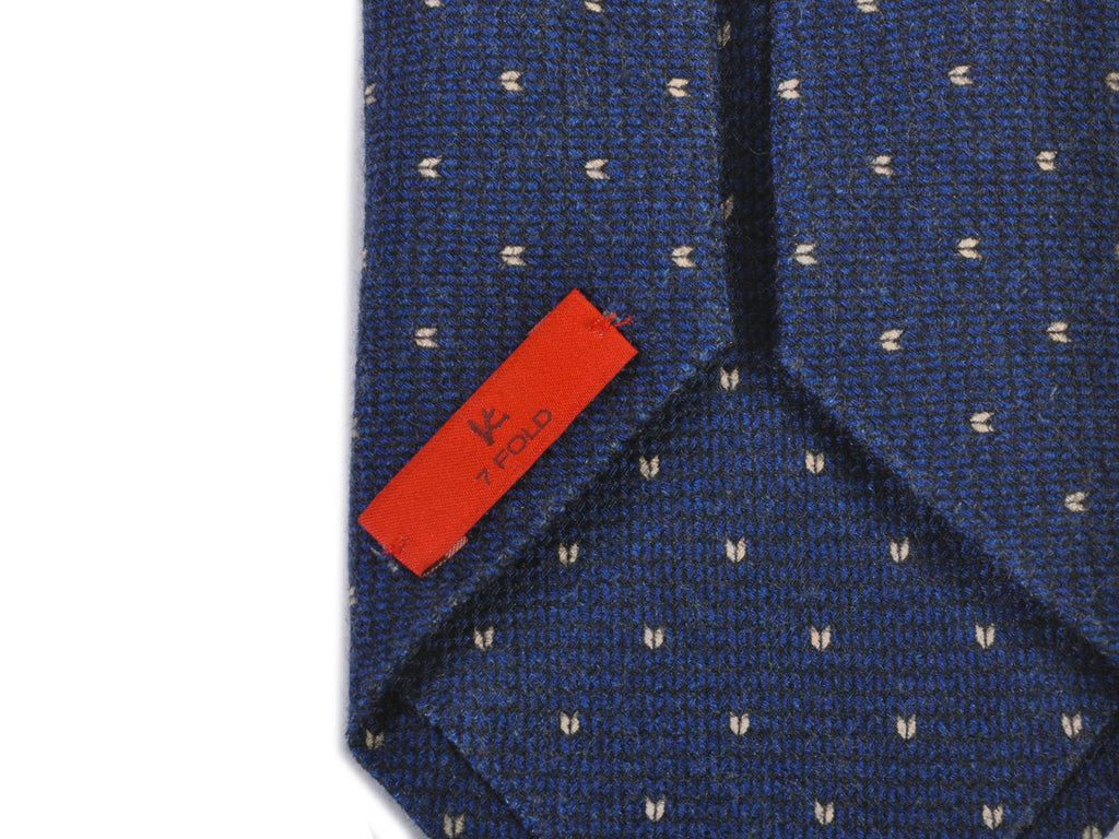 Isaia Navy Blue Dotted 7-Fold Tie