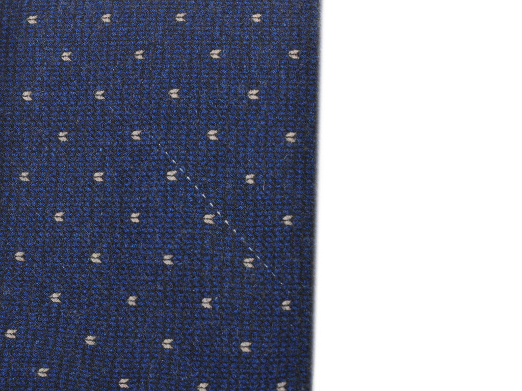Isaia Navy Blue Dotted 7-Fold Tie