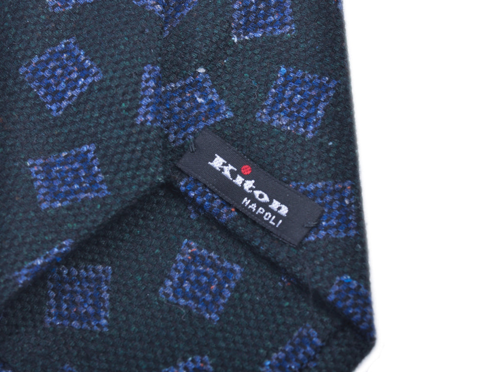 Kiton Dark Green Geometric Patterned Tie