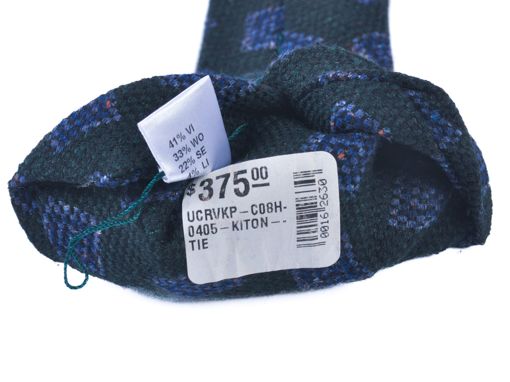 Kiton Dark Green Geometric Patterned Tie