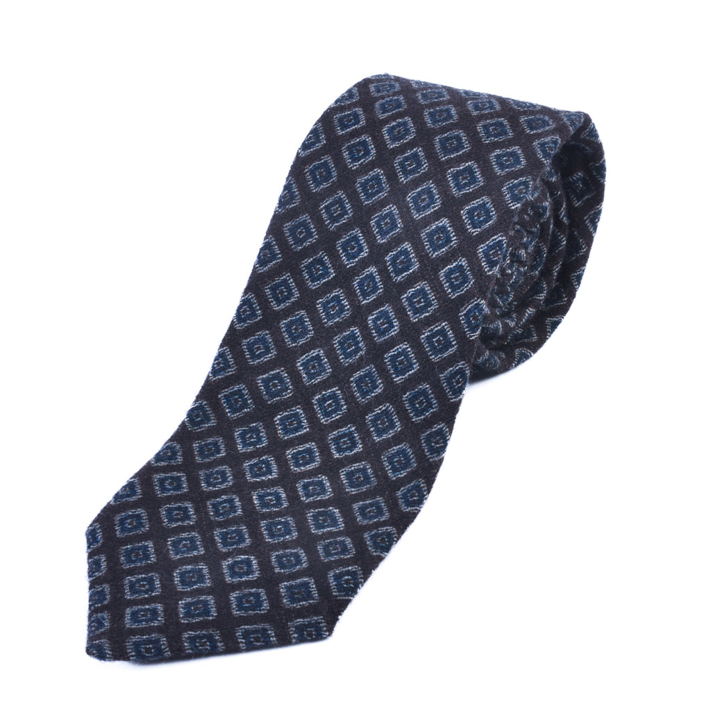 Isaia Brown Geometric 7-Fold Wool Tie