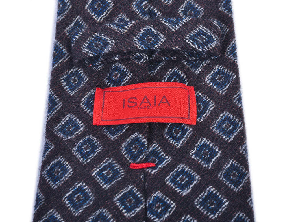 Isaia Brown Geometric 7-Fold Wool Tie