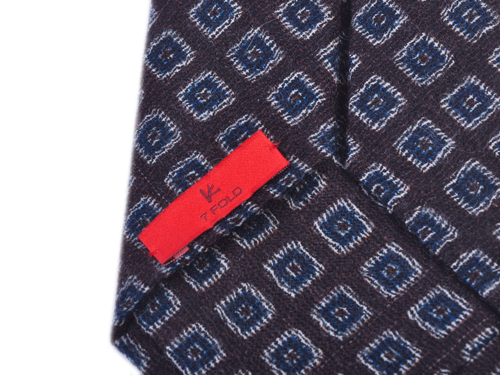 Isaia Brown Geometric 7-Fold Wool Tie