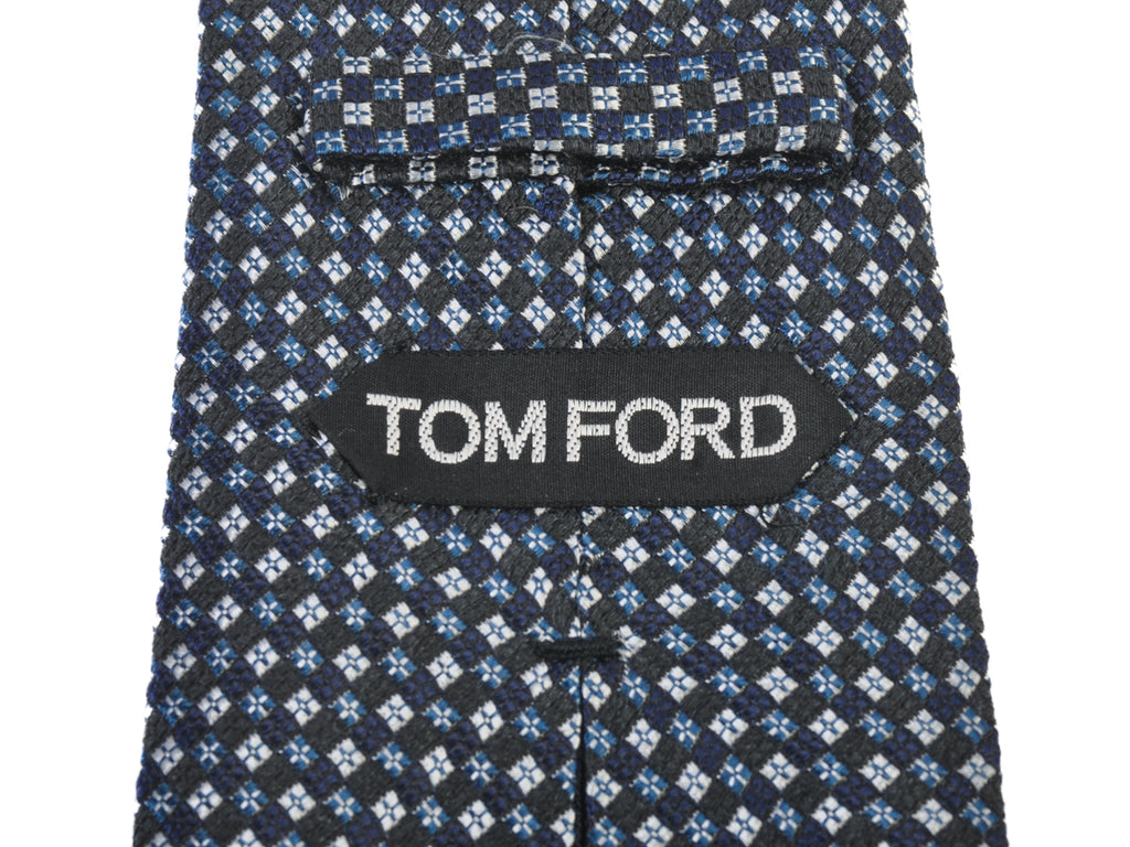 Tom Ford Grey and Blue Geometric Tie