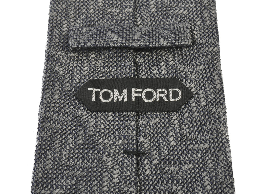 Tom Ford Grey Herringbone Weave Silk Tie