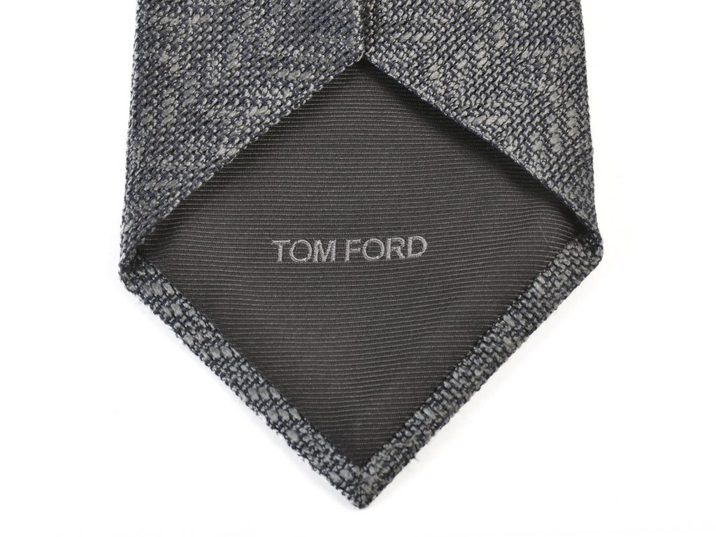 Tom Ford Grey Herringbone Weave Silk Tie