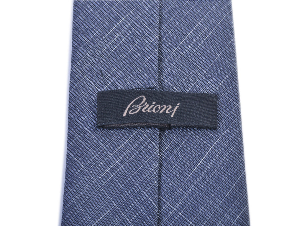 Brioni Grey Crosshatch Patterned Tie