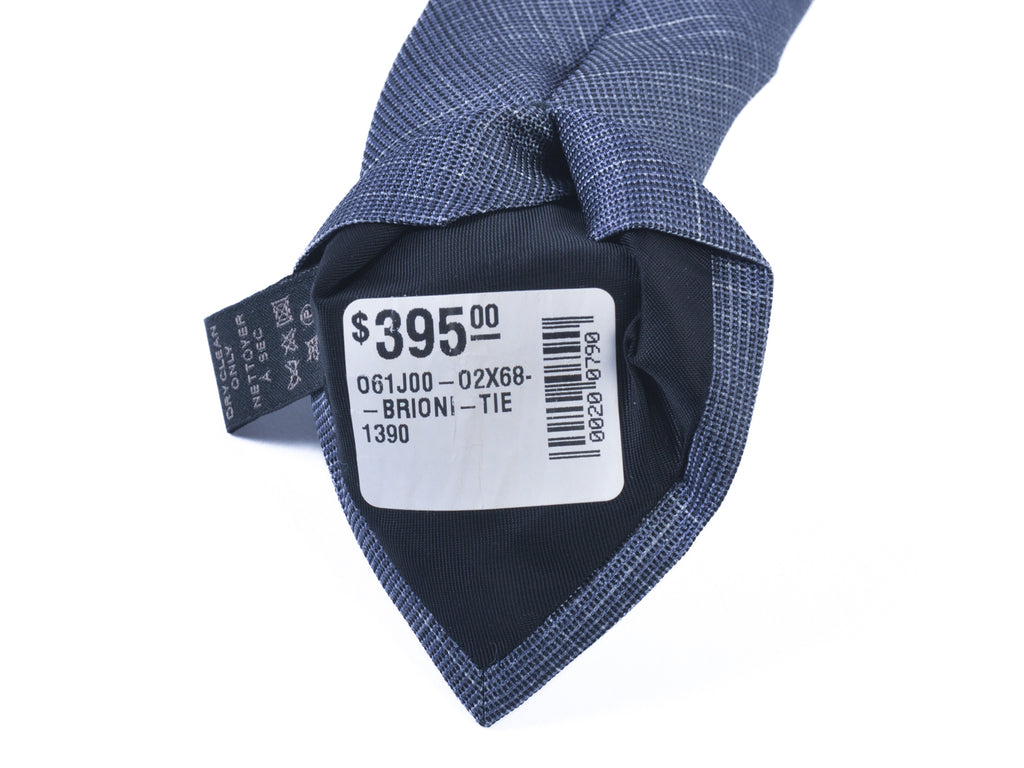 Brioni Grey Crosshatch Patterned Tie