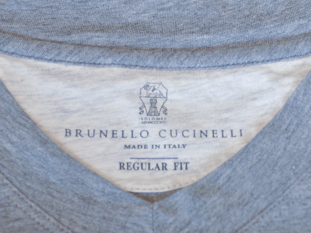 Brunello Cucinelli Grey Regular Fit V-Neck T-Shirt