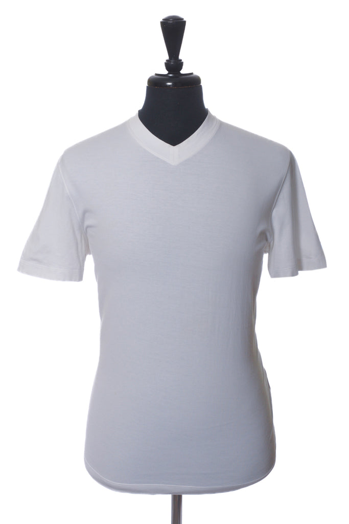 Brunello Cucinelli White Regular Fit V-Neck T-Shirt
