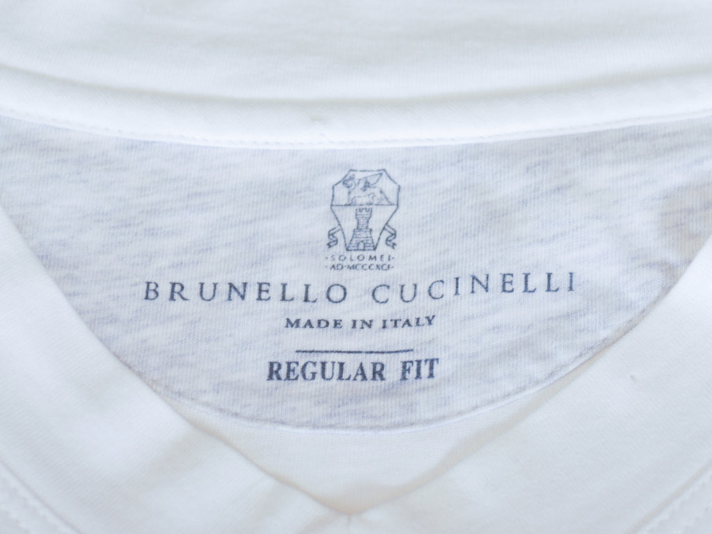 Brunello Cucinelli White Regular Fit V-Neck T-Shirt