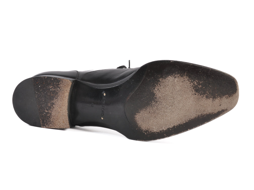 Tom Ford Black Calf Leather Oxfords