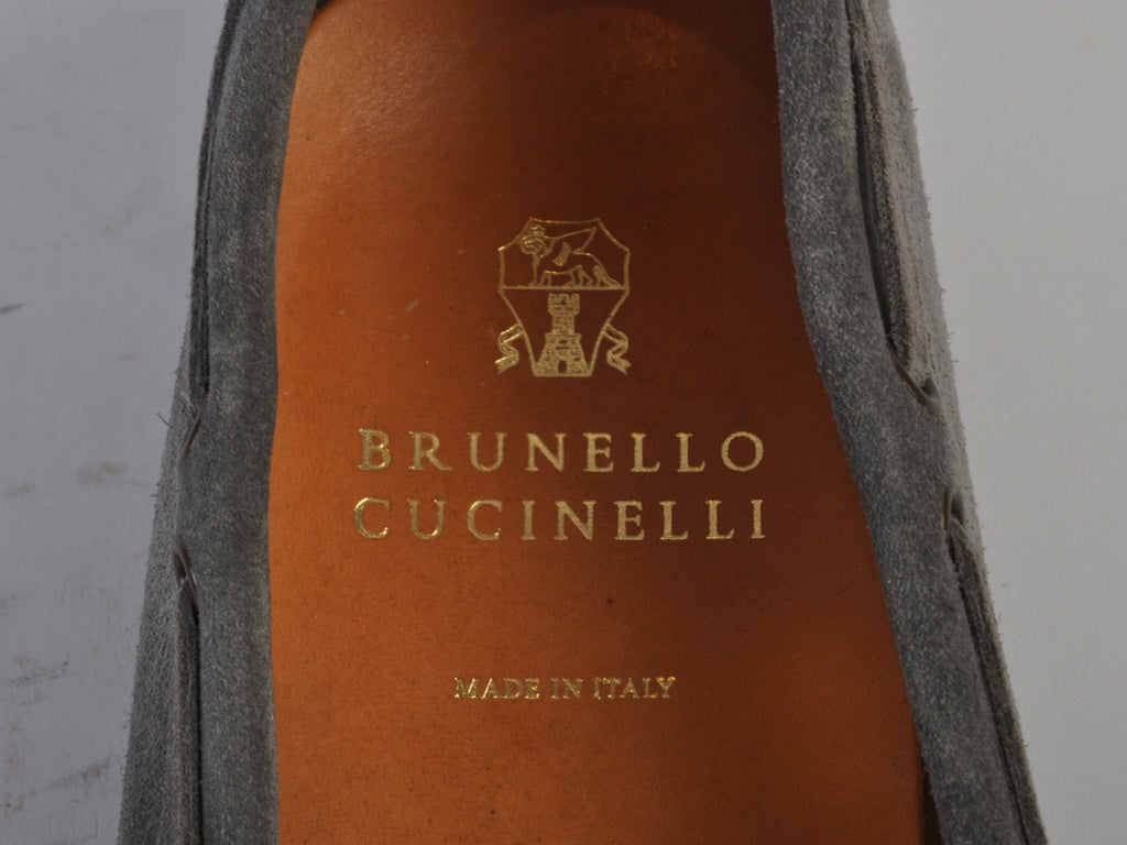 Brunello Cucinelli NIB Grey Suede Driving Shoes