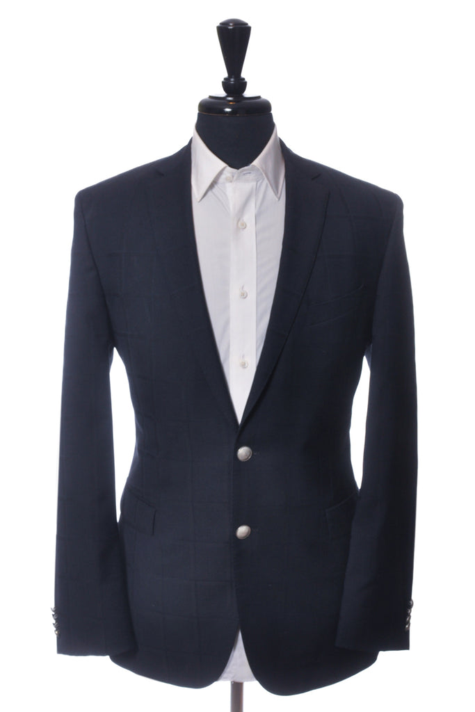 Hugo Boss Deep Navy Blue Check Rod Blazer